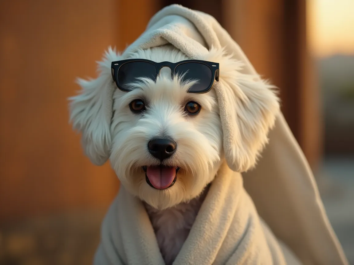 Magazine Chic style pet portrait with high-fashion editorial styling