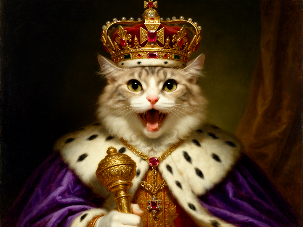 Golden retriever transformed into Royal style AI portrait