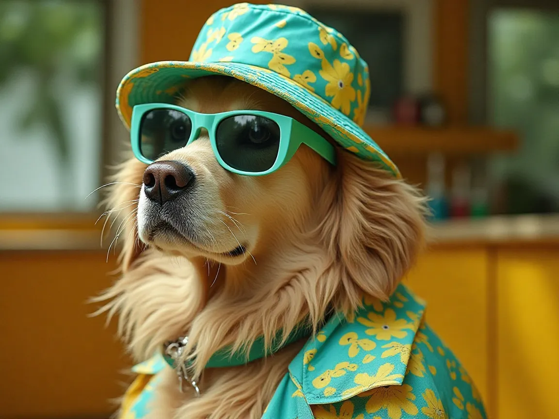 Golden retriever Royal style portrait