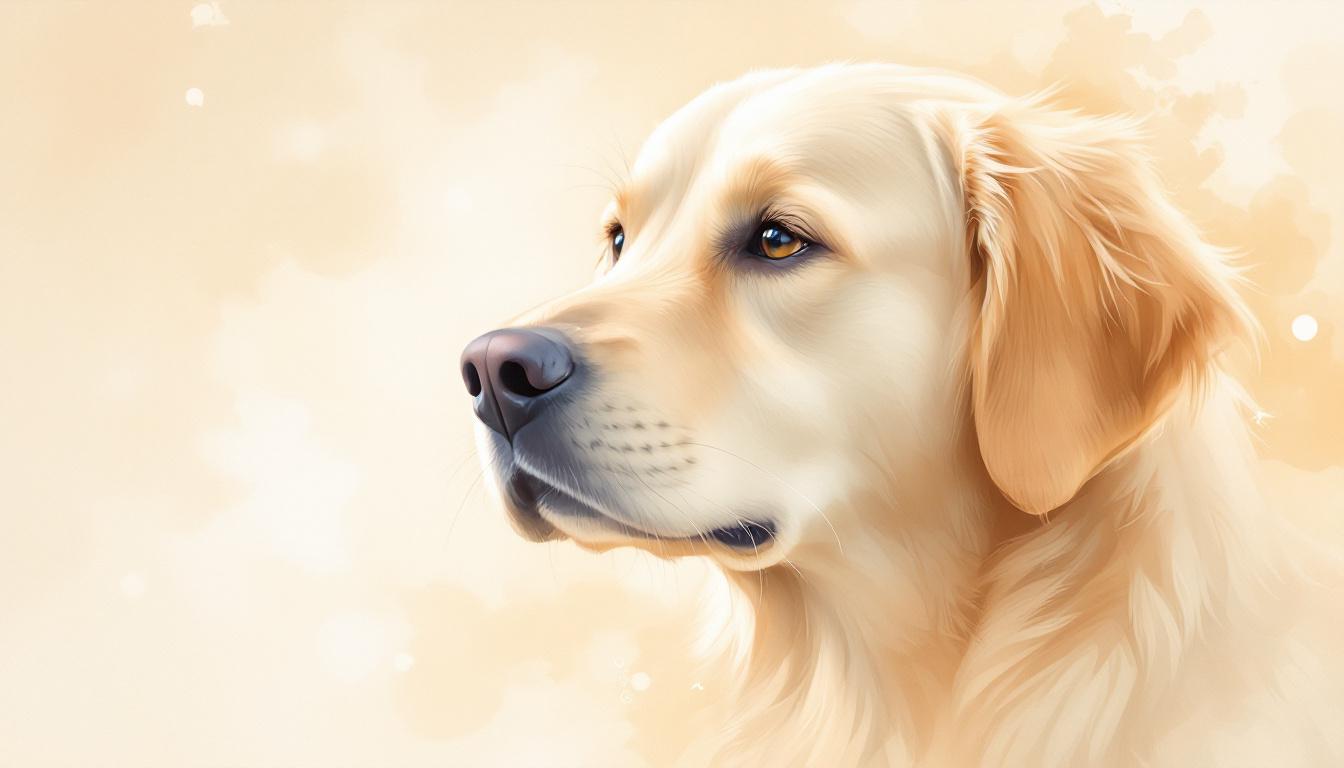 Golden Retriever in watercolor style with soft pastel tones