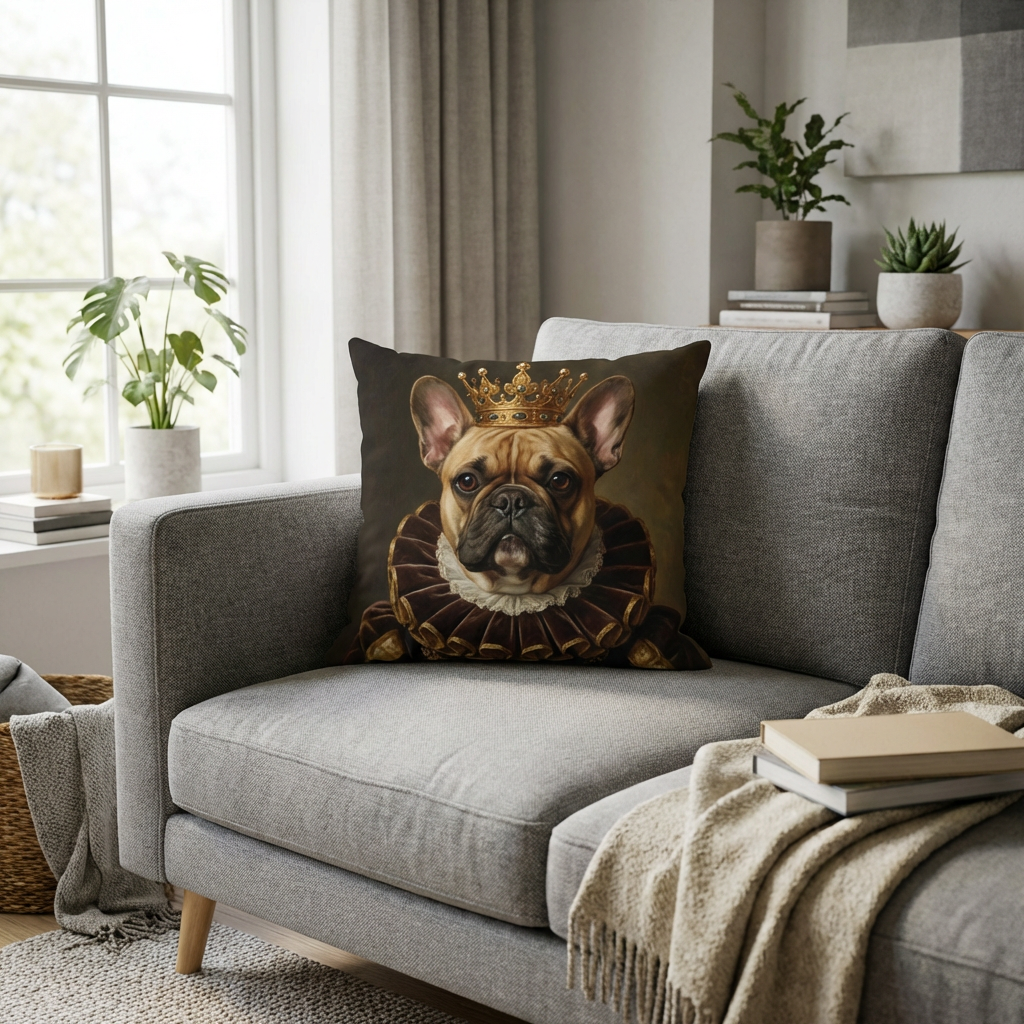 A close-up of a high-quality fabric pet pillow showing the sharp AI-generated details of a cat’s whiskers